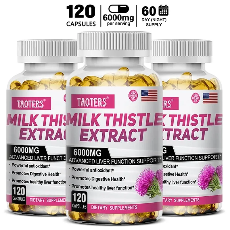 Milk Thistle dengan Akar Dandelion - Suplemen Pendukung Kesehatan Hati & Ginjal - Vegan Non-GMO Bebas Gluten