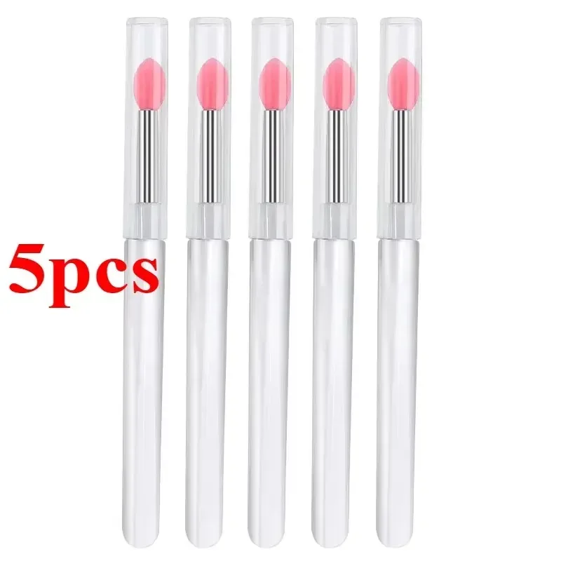 3/5/10 Chiếc Di Động Silicone Cọ Môi Có Nắp Mềm Mại Đa Năng Son Dưỡng Môi Applicator Son Môi Lipgloss Cọ Trang Điểm