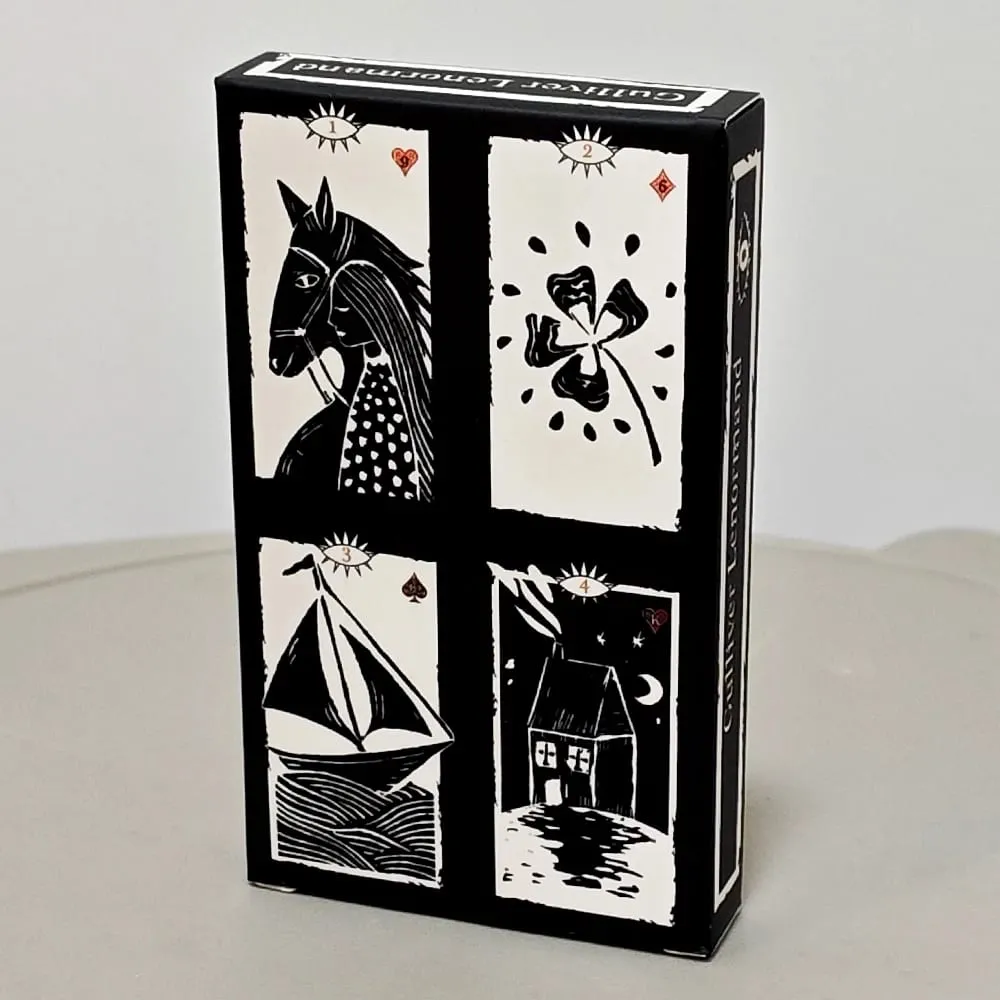 Gulliver Lenormand Oracle Deck 10,3*6cm - 36 Cards Minimalist Black & White Linocut Art