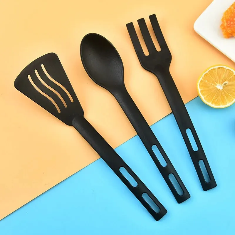Utensils Set Serving Cooking Kitchen Cutlery Spoons Nylon Kit Spatula Tableware Portable Camping Plastic Slotted Flatware