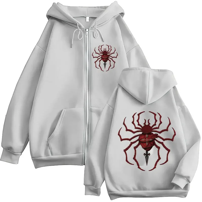 Anime Hunter X Hunter Phantom Troupe Spider Logo Sweat à capuche zippé pour hommes Sweat-shirts à capuche zippés Manches longues Pulls Vestes — image 7