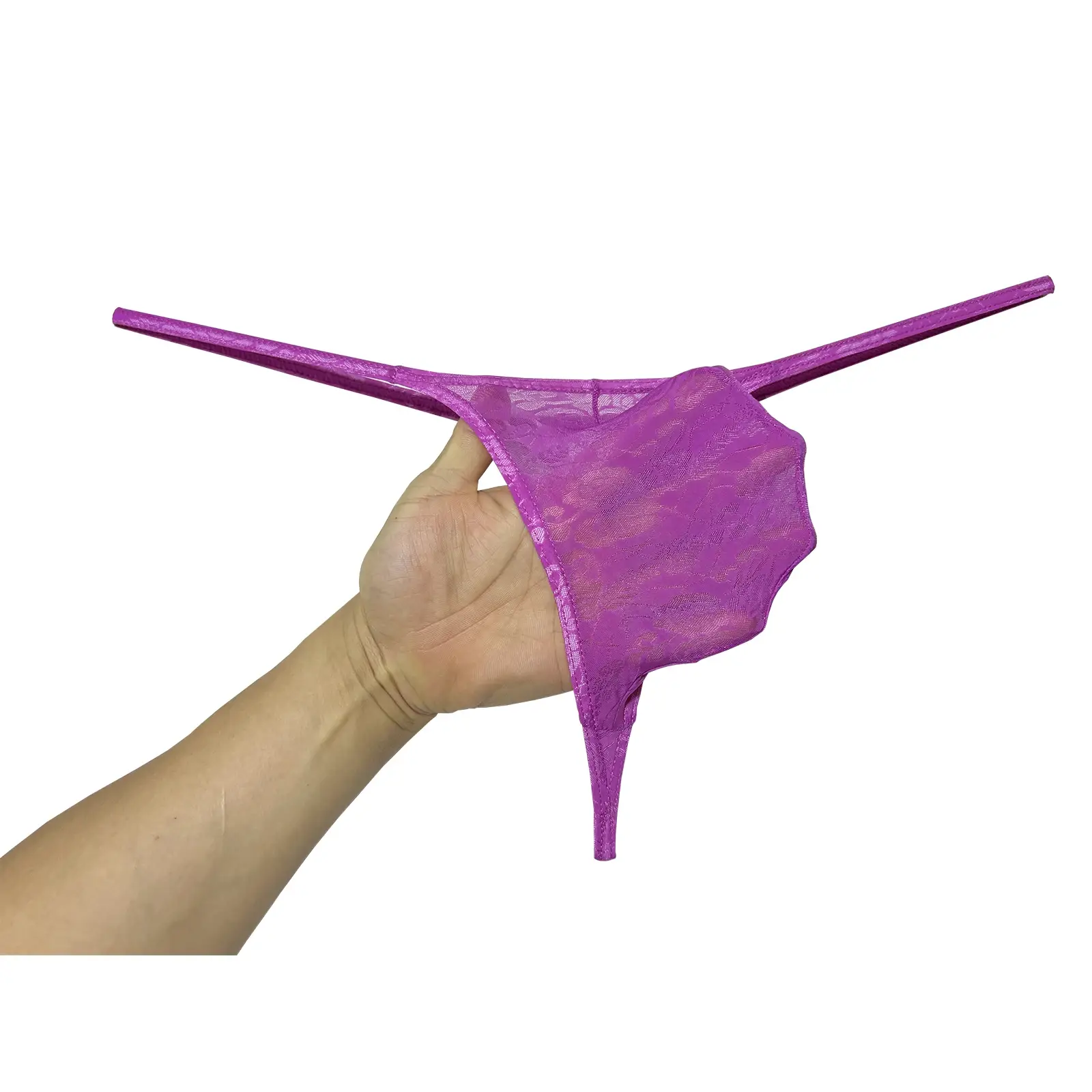 Mens Ultra-Thin Lace Jacquard Thong Underwear Soft Breathable Lightweight Mesh Panties Men Thong G-string Low Rise No-Show Brief — image 1
