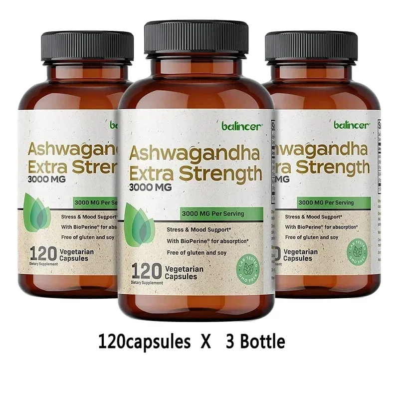 Natural Ashwagandha Stress & Mood Relief Herbal Vegetarian KSM-66 Capsules Anti-Anxiety Stress Relief Brain Health