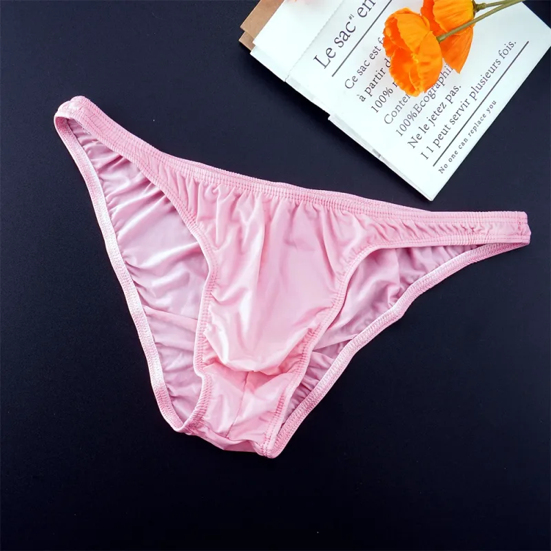 Man Solid Color Ice Silk Seamless Briefs Low Waist U Convex Male Panties Ultra-thin Underwear Elastic Quick Dry Breath Panty — image 18