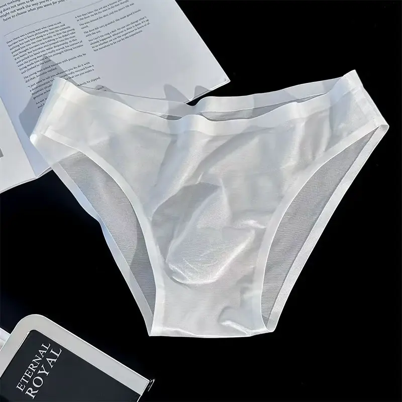 Männer Eis Seide Slips Ultra-dünne Nahtlose Sexy Höschen Schnell Trocknend U Ausbuchtung Beutel Atmungsaktive Unterwäsche Luxus Glänzende unterhose