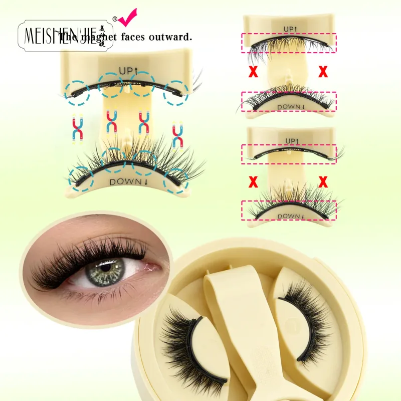 1/3 Pairs Magnetic Eye Lashes Χειροποίητες βλεφαρίδες Μαλακές επαναχρησιμοποιούμενες μαγνητικές βλεφαρίδες Natural look 3D Ψεύτικες βλεφαρίδες Σετ τσιμπιδάκια μακιγιάζ — image 26