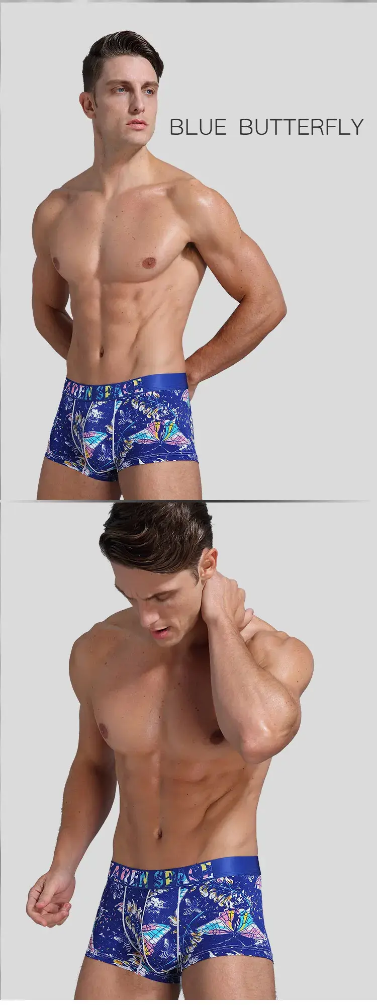 Erkek Nefes Buz Ipek Baskılı Boxer Külot Iç Çamaşırı Moda Erkek Külot Rahat Calzoncillo Hombre