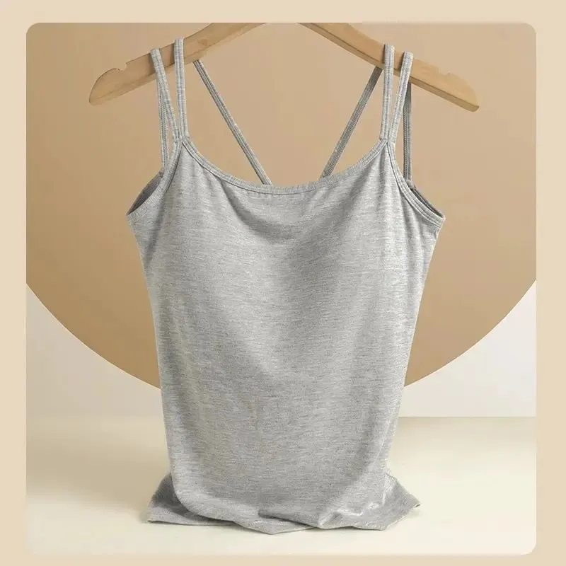 40-100 kg-os Modal Camisole Plus Size felsőrészhez, mellkaspárnával, beépített függővel. Mellény női alsóneműhöz. — image 13