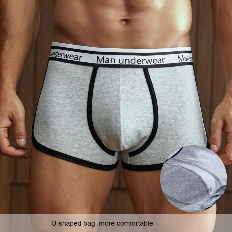 3 pezzi di biancheria intima in cotone da uomo con cinturino con lettera, boxer comodi e traspiranti, bauli morbidi per uomo — image 4
