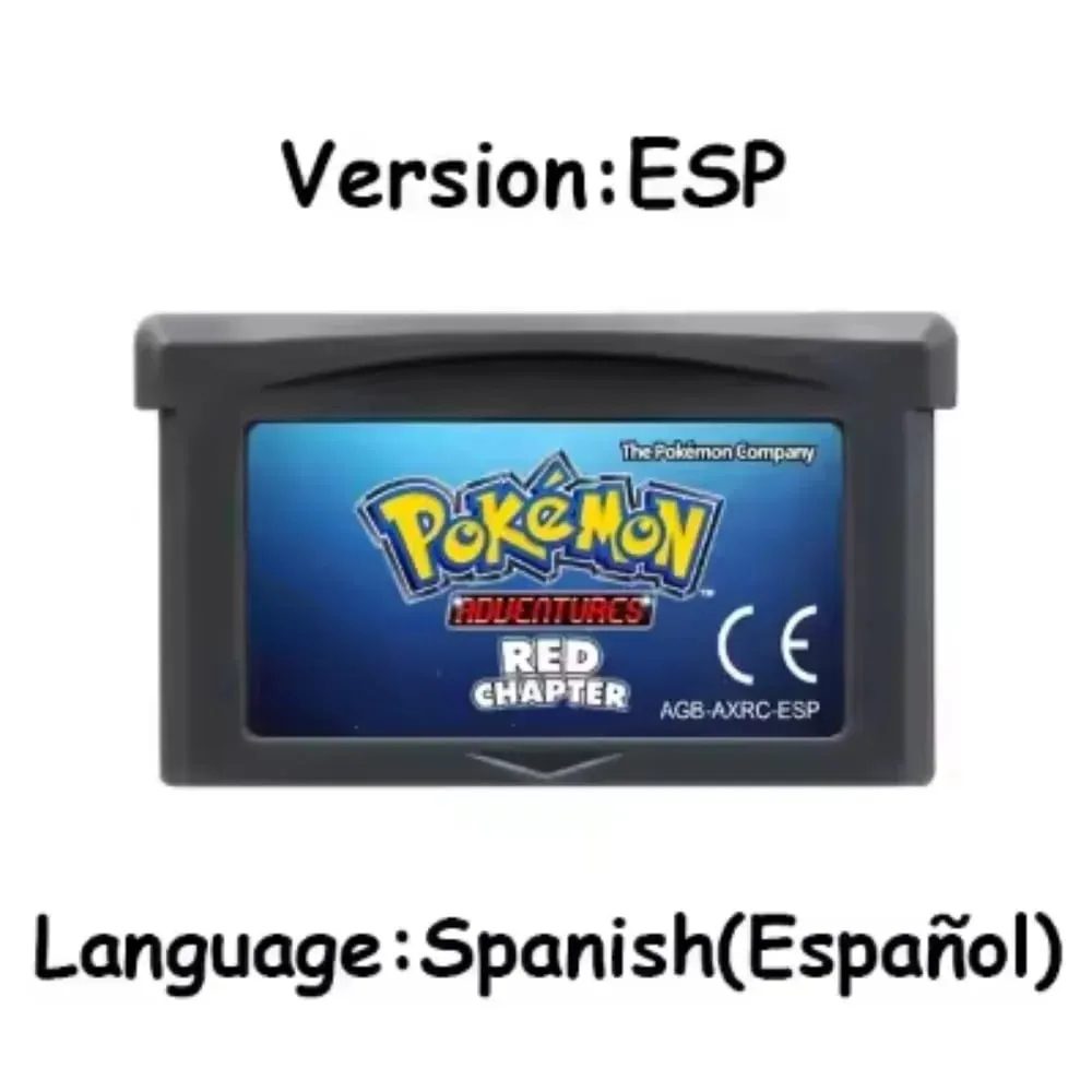 GBA Pokemon Game Cartridge 32-Bit קונסולת משחקי וידאו כרטיס Ash Grey Liquid Crystal Light Platinum Moemon Emerald שפה אנגלית