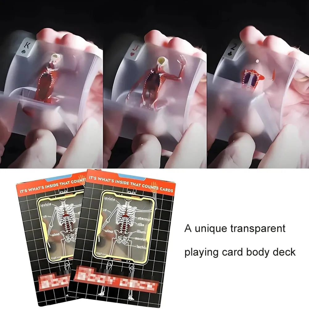 The Body Deck Cards Επαναχρησιμοποιήσιμο σώμα Διαφανές τραπουλόχαρτα πολλαπλών χρήσεων Ανθρώπινη ανατομία Παιγνιόχαρτα για δώρα φίλων — image 2