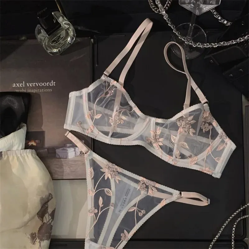 Europese stijl Kant Doorschijnend borduurwerk Beugelbeha Minimizer Grote buste Anti-verslapping Ondersteuning Comfort Zachte lingerie S-XL