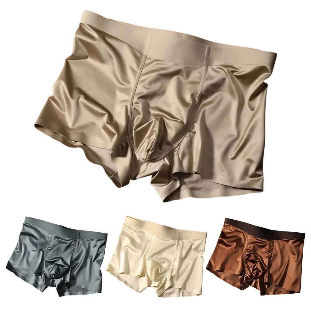 1pc Heren Naadloze Boxershorts Ademend Kruis Slipje Ijs Zijde Boxershorts Comfortabel Satijn herenondergoed Slips — image 10