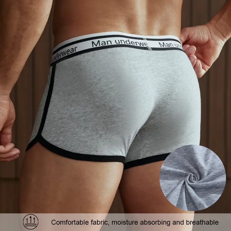 3 pezzi di biancheria intima in cotone da uomo con cinturino con lettera, boxer comodi e traspiranti, bauli morbidi per uomo — image 2