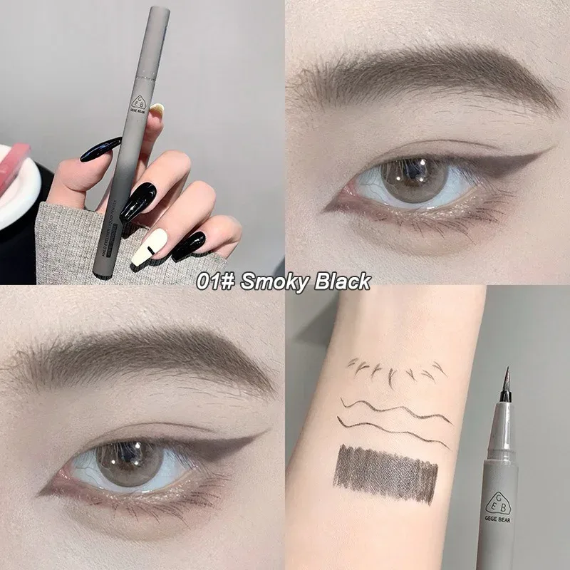 Αδιάβροχο Quick Dry Liquid Eyeliner Pen Ultra-fine Matte Black Brown Lasting Lying Silkworm Eyeliner Pencil Φυσικό Μακιγιάζ ματιών