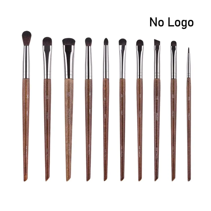 Natuurlijk hout Oogmake-up kwasten hele set Pro Crease Oogschaduw Make-up kit smudge highlighter wenkbrauw Lip wimperborstel praktisch