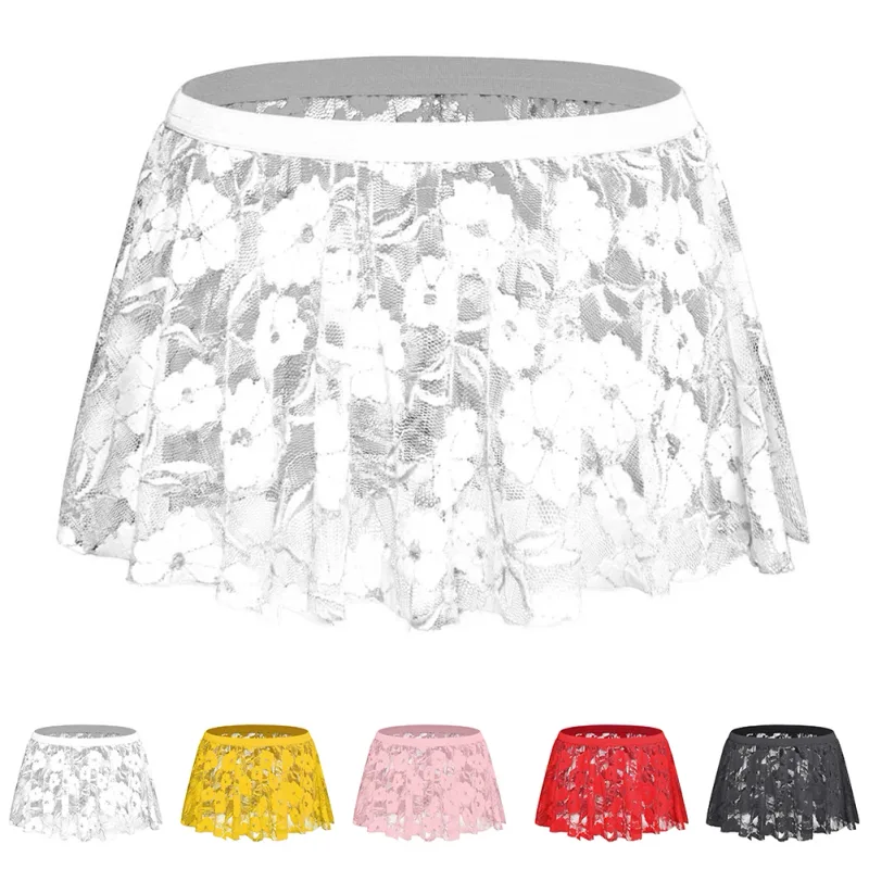 Men Solid Lace Skirt Mesh See Through For Lingerie Low For Rise Pleated Skirts See Through Bodycon Bottom For Party Evening