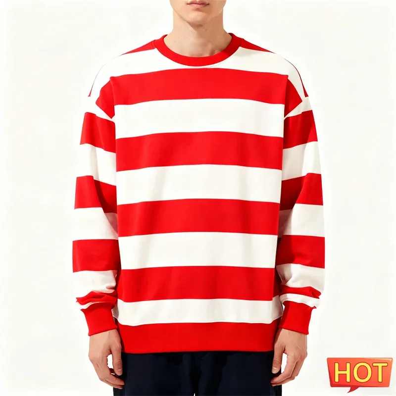Sudaderas con gráficos de rayas simples para hombres, sudadera fea con estampado 3D de manga larga de moda, jerséis informales de gran tamaño, Tops