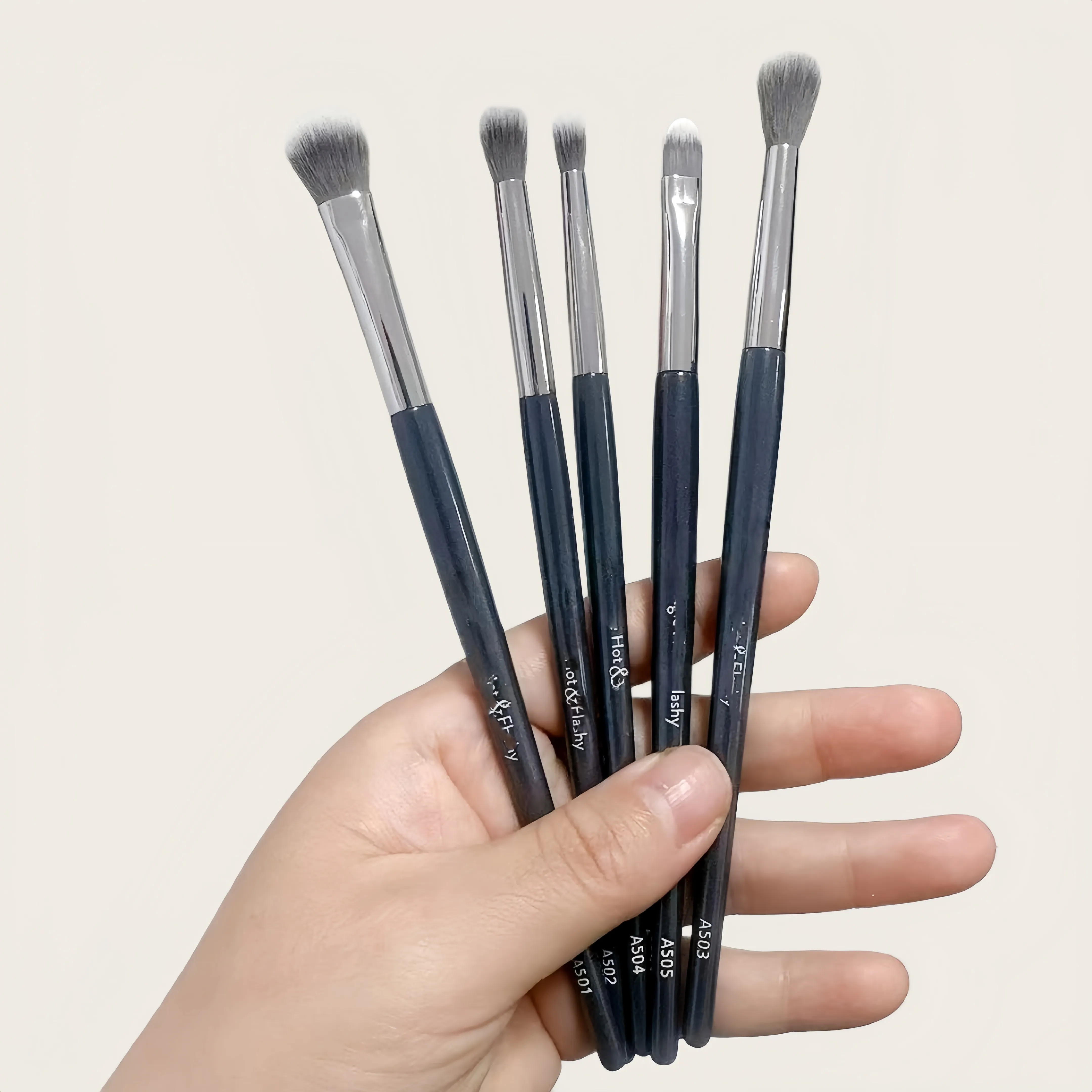 Angie Hot & Flashy Brush Set (7PC) Face Contour Cosmetics Brushes Kit for Liquid Cream Bronzer Blush Highlighter