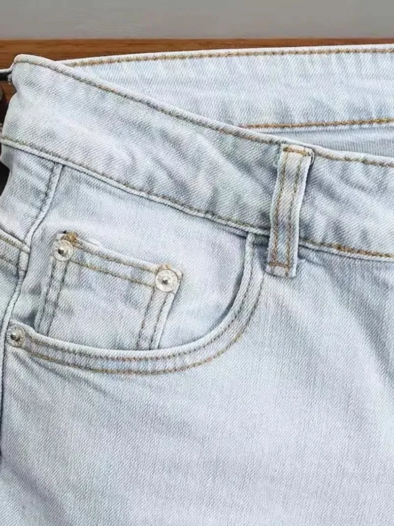 2000’s Clothes Men's Light-colored Jeans 2025 New Spring Autumn Slim Cargo Light Blue Pants Trendy Brand Work Elastic Trousers — image 4