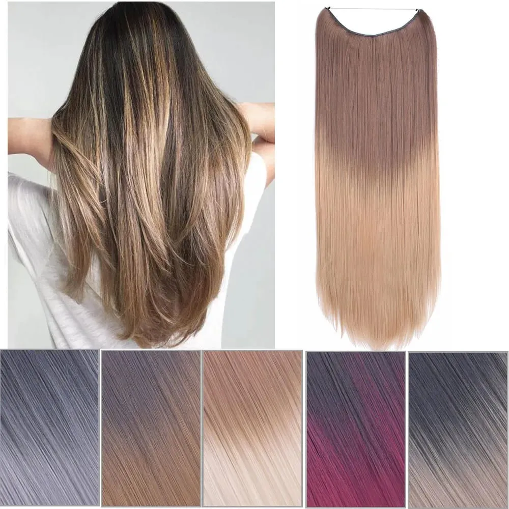 Jeedou κυματιστά μαλλιά Extension Elasticity Αόρατο σύρμα Fish Line One Piece No Clips Συνθετικά Hairpieces Ombre Χρώμα για γυναίκες