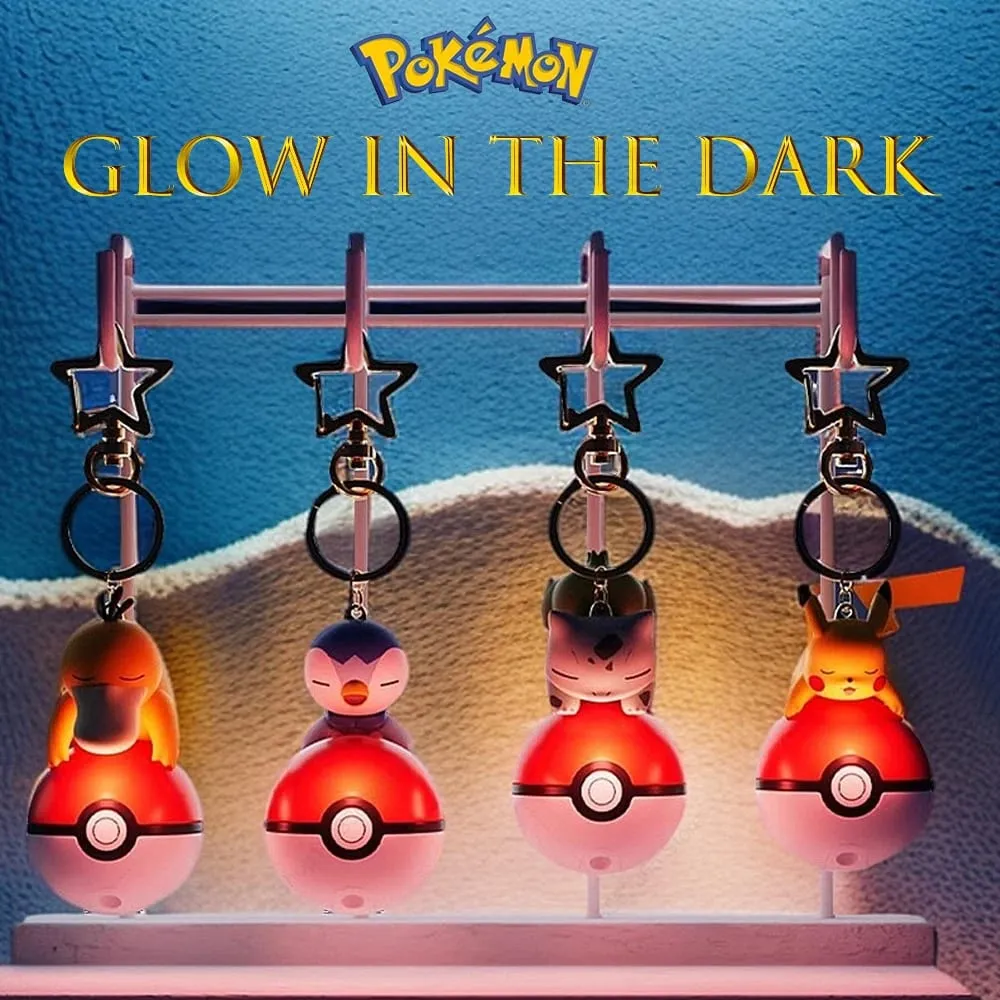 Pokemon Cute Glowing Series Charm PokeBall Keychain Model Doll Pikachu Piplup Bulbasaur Action Figure Δώρο αξεσουάρ τσάντα κινουμένων σχεδίων