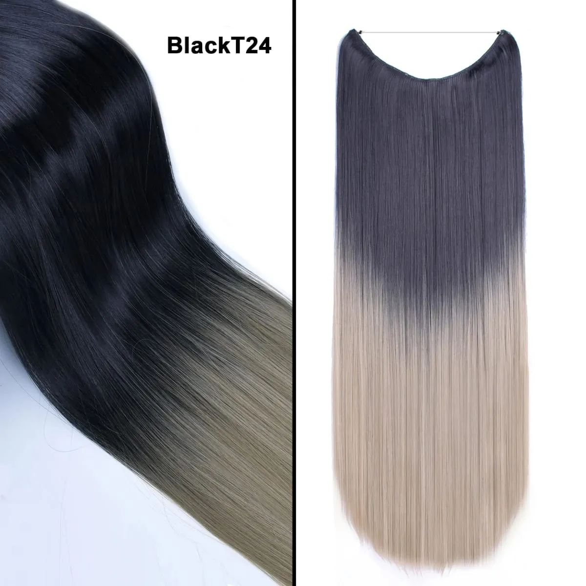 Jeedou κυματιστά μαλλιά Extension Elasticity Αόρατο σύρμα Fish Line One Piece No Clips Συνθετικά Hairpieces Ombre Χρώμα για γυναίκες — image 28