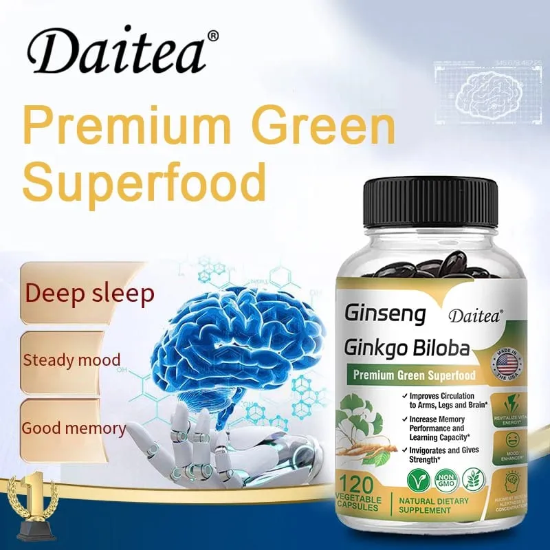 Premium Ginseng + Ginkgo - Nootropic Brain Supplement Memory & Concentration Circulation & Energy Boost 120 Capsules — image 4