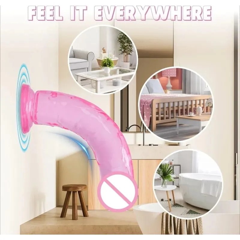 Pink Soft Realistic Dildo With Suction Cup Gode Consolador Big Penis Silicone Anal Adult Sex Toys Dilldo Plugs For Women Lesbian