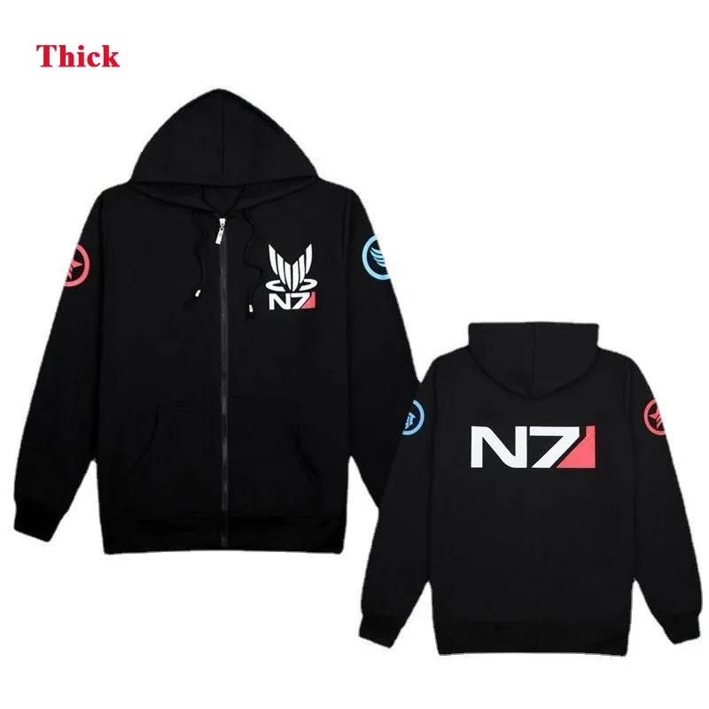 Spiel Mass Effect N7 Hoodie Unisex Sweatshirt Jacke bestickt Reißverschluss Hoodies Männer Frauen Mantel N7 T-Shirt Streetwear — image 9