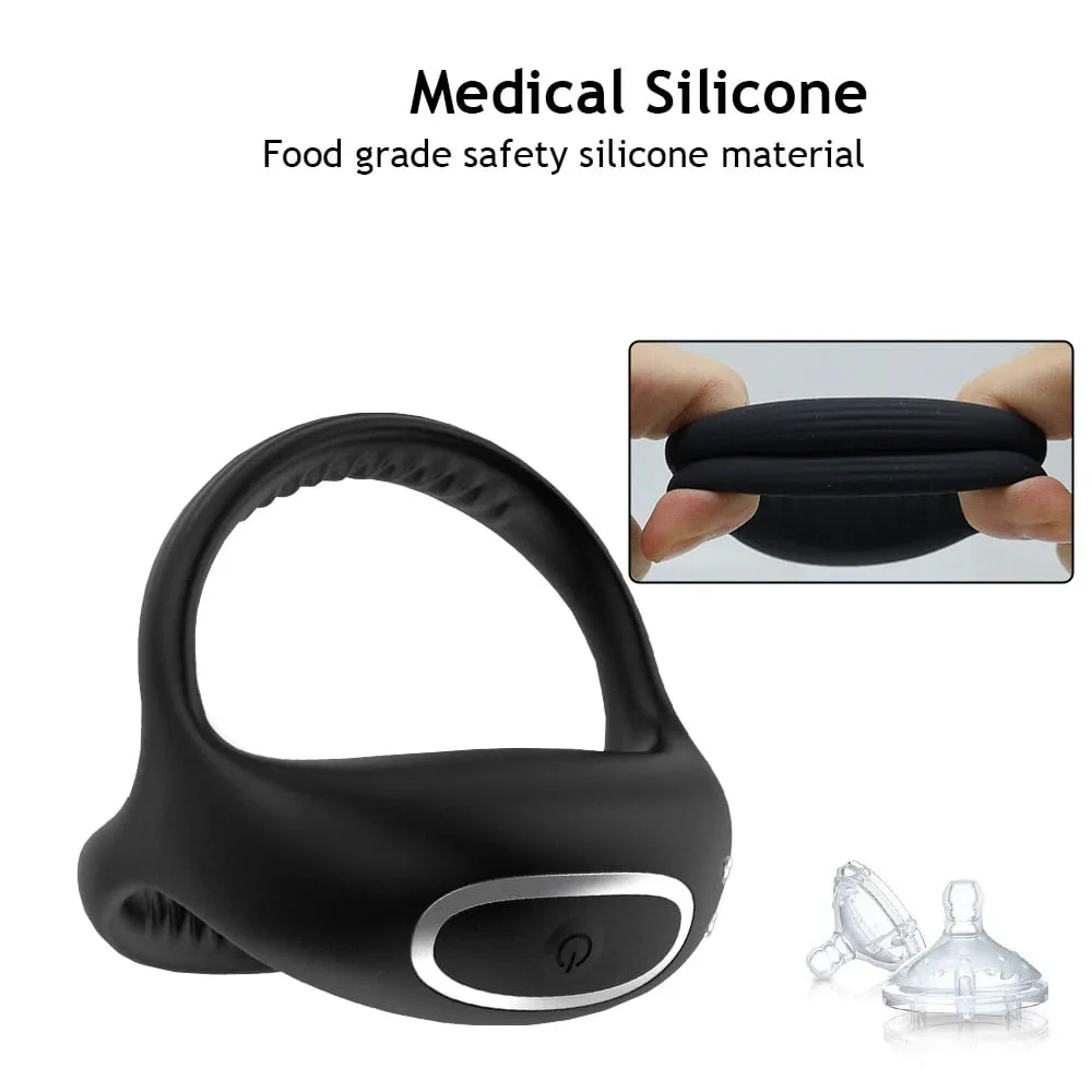 Vibrating Cock Ring for Men Silicone Penis Rings Intense Vibration Mens Vibrator Longer Harder Stronger Erection Adult Sex Toys