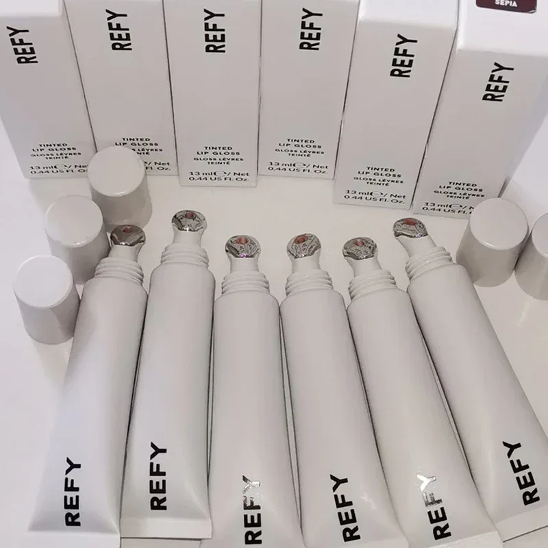 Brand Refy Lip Gloss Metal Applicator Deeply Moisturizing Nourishing Plumping Shine Non-Sticky Satin Nude Lip Makeup Cosmetics