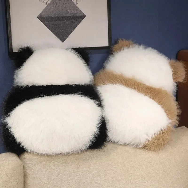 Szuper bolyhos plüss panda árnyék, töltött Qizai hátsó nézet Párna skandináv stílusú kanapé dekoráció párna csokoládé panda ölelés derékpárna — image 3