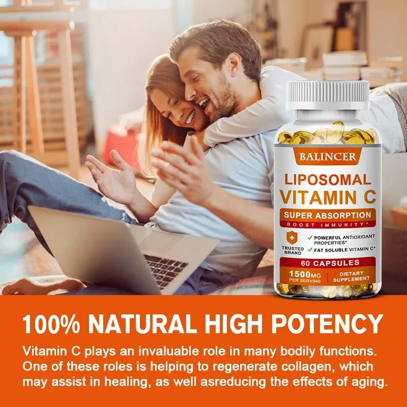 Liposomal Vitamin C Supplement - Easily Absorbed Fat-Soluble Vitamin C Antioxidant Support Immune System Promote Skin Health