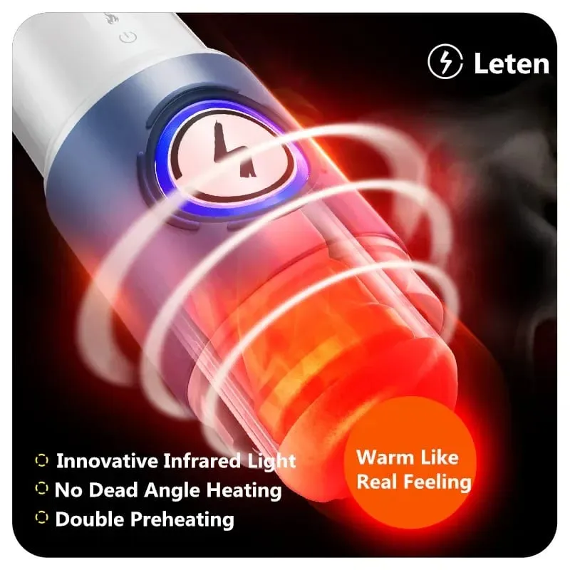 Leten Quite And Power Heating Automatic Male Masturbator Cup Electric Stroker with Phone Holder Warming Adult Sex Toys
