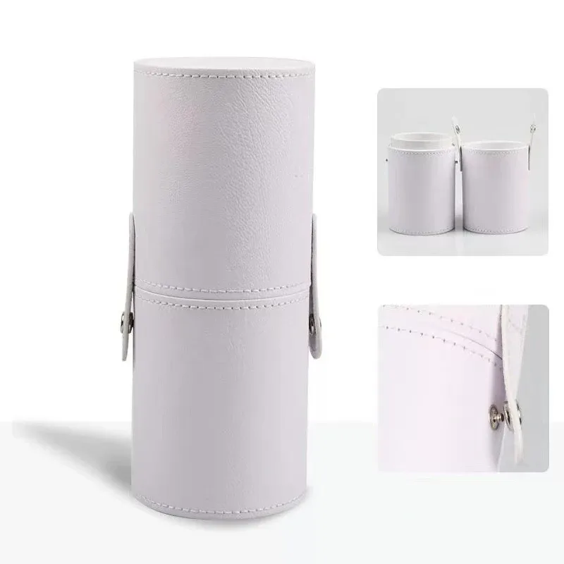 PU Leather Makeup Brush Bucket Portable Travel Cosmetic Bag Multi-Function Dust-Proof Waterproof Makeup Brush Cylinder