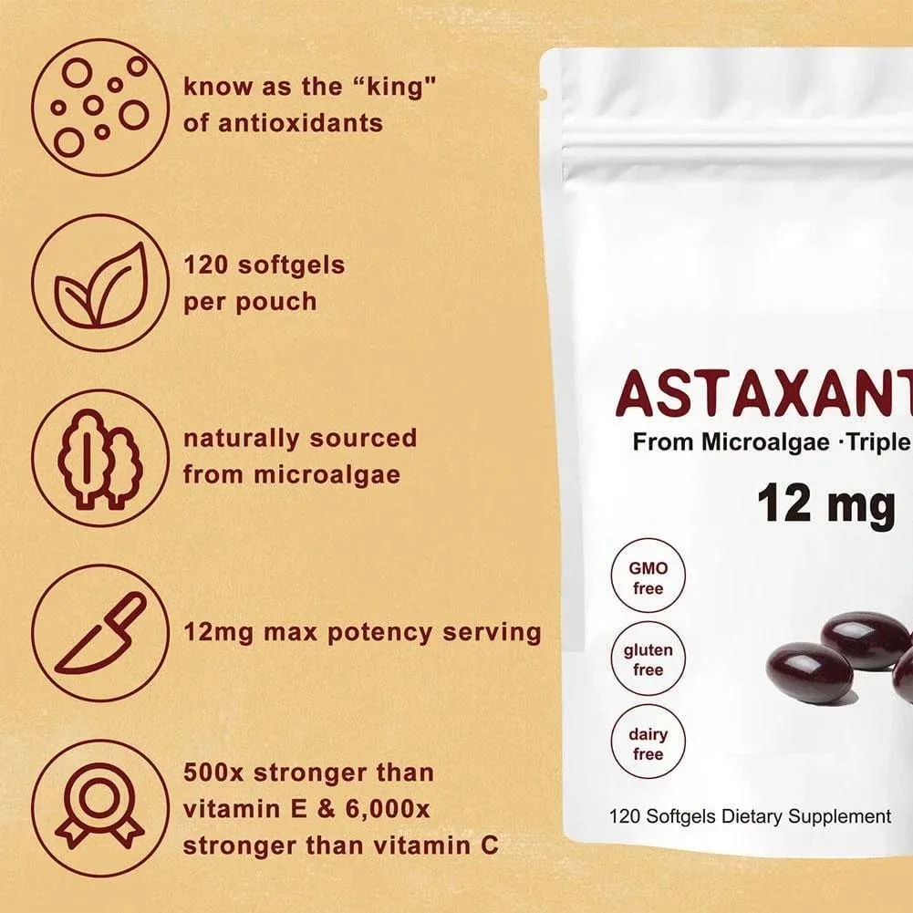 Premium Astaxanthin Capsules Antioxidant Supplements Supports Eye Joint Internal Circulation Skin Health & Natural Tanning — image 3