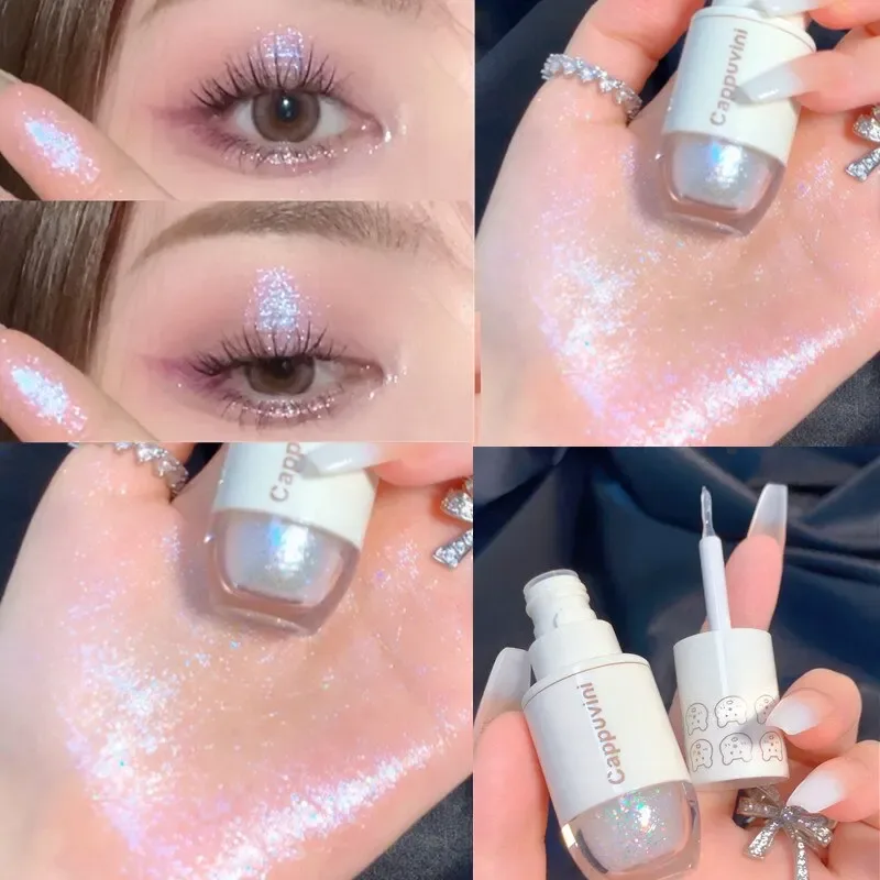 Cappuvini Liquid Eyeshadow High-Gloss Shiny Mermaid Pearl Tears Brightening Glitter Highlighter Quick Drying Eyeliner