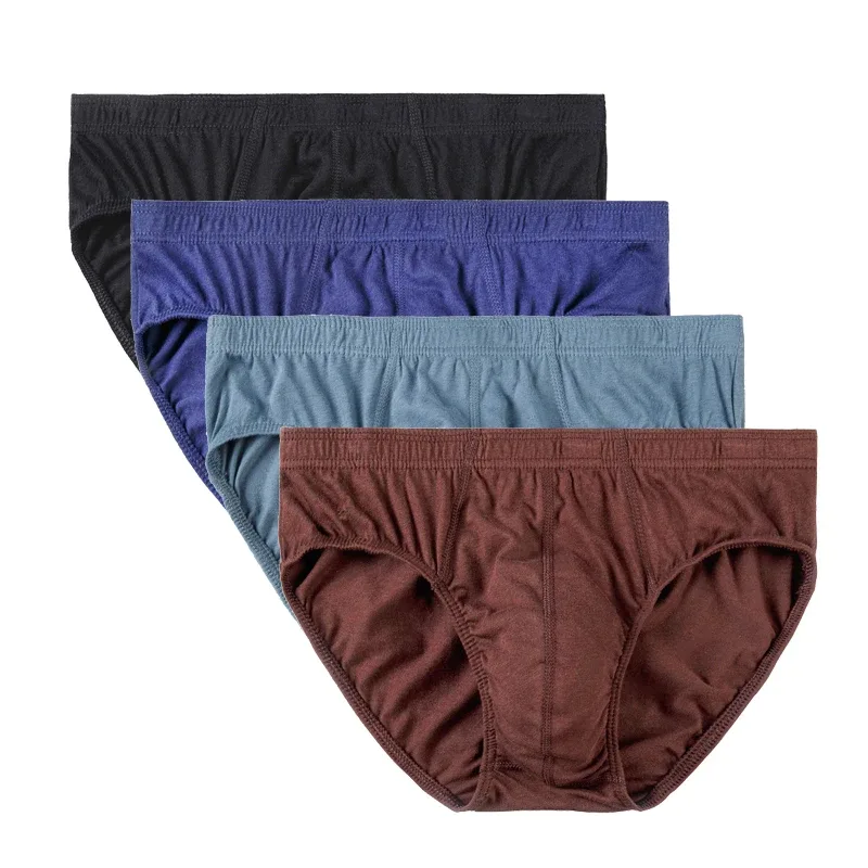 4 Pcs/Lot Cheapest 100% Cotton Mens Briefs Plus Size Men Underwear Panties XL-5XL Men's Breathable Sexy Lingerie Underpants
