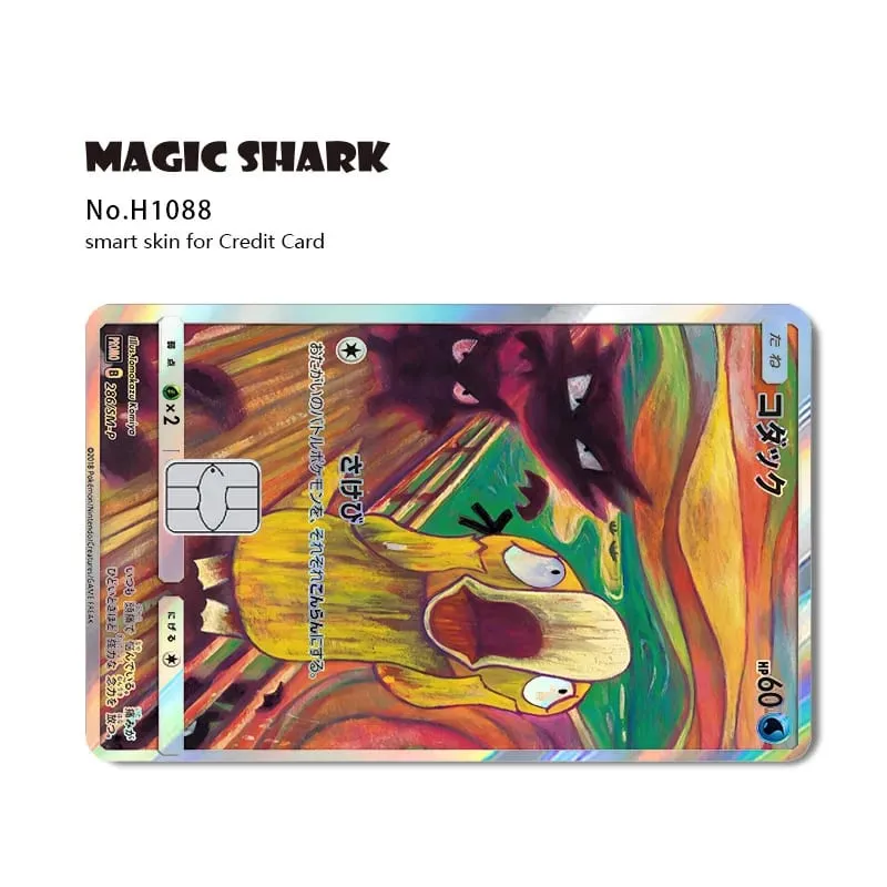 Magic Shark Mew Charizard EX Eevee Gengar Pikachu TCG Αυτοκόλλητο με ολογραφικό δέρμα λέιζερ για τραπεζική πιστωτική κάρτα