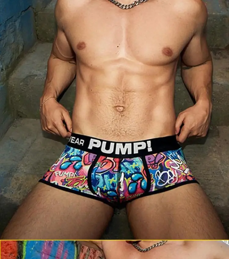 1PCS Men's Cotton Nylon Blend Boxer Briefs All-Over Graffiti Print Wide Elastic Waistband Non-Tight Fashion Sport Underwear