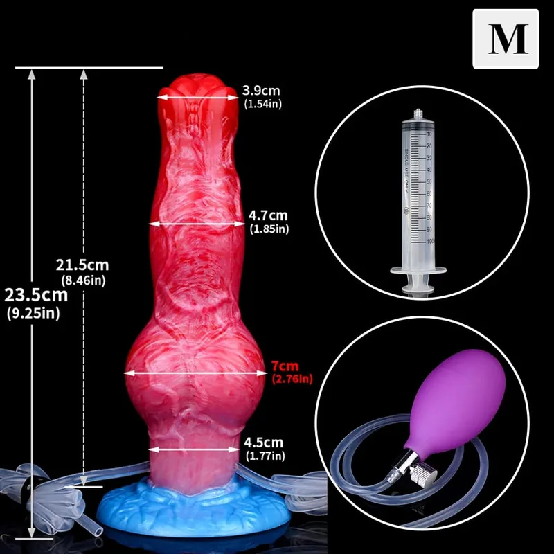 Ejaculation Anal Plug Dog/Wolf Dildo Inflatable Big Knot Penis with Squirting Function Strong Sucker Sex Toy for Women Men — image 14