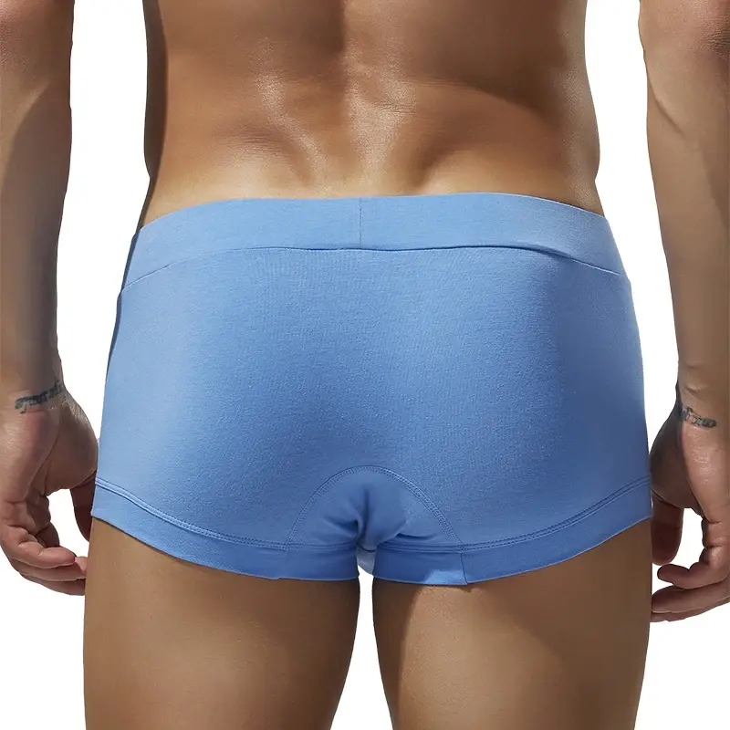 Men's solid color flat underwear, comfortable and breathable, high elasticity flat cut shorts