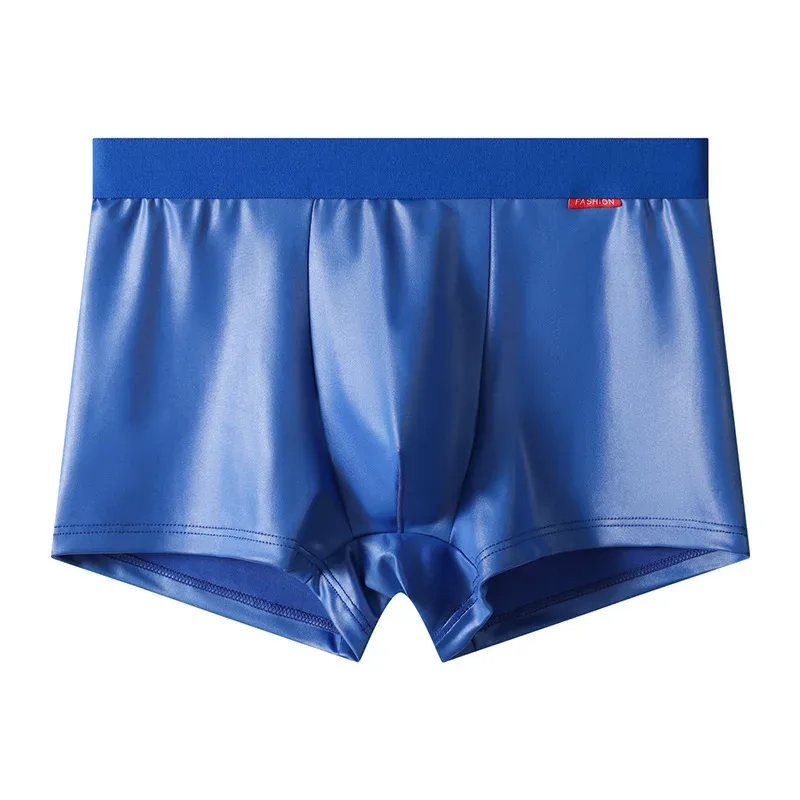 Imitation Leather Underwear Men's Sexy Slim Fit Boxer Shorts Korean Youth Bugle Pouch Undepant Comfortable Sports Trunk Stretch — image 3