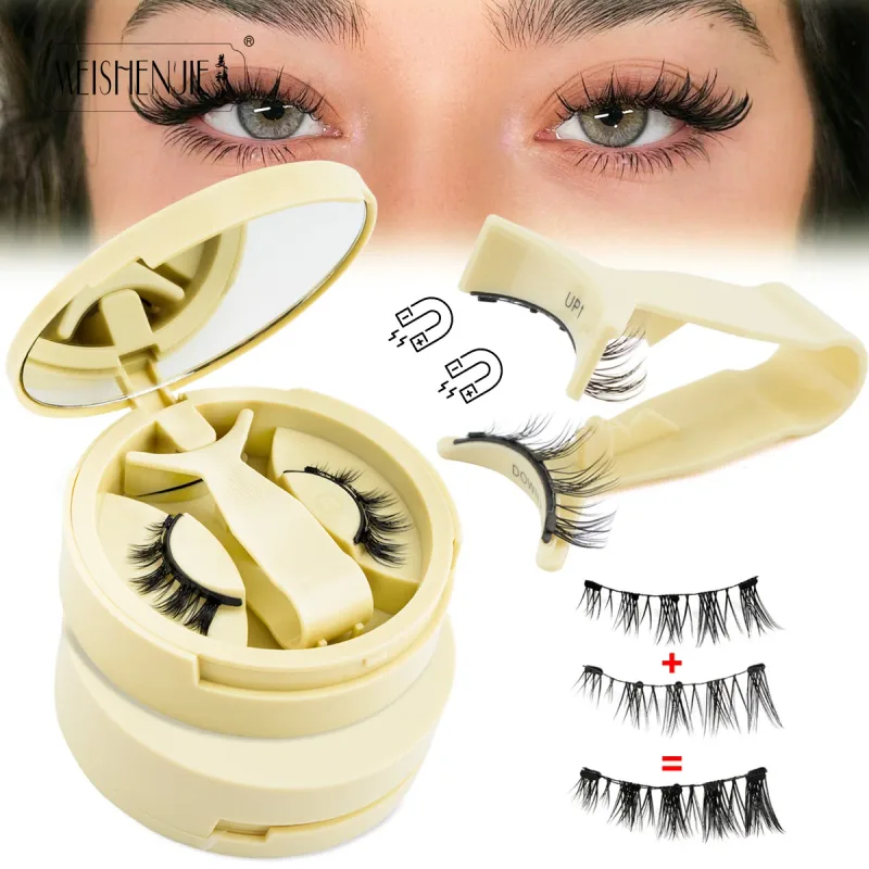 1/3 Pairs Magnetic Eye Lashes Χειροποίητες βλεφαρίδες Μαλακές επαναχρησιμοποιούμενες μαγνητικές βλεφαρίδες Natural look 3D Ψεύτικες βλεφαρίδες Σετ τσιμπιδάκια μακιγιάζ — image 17