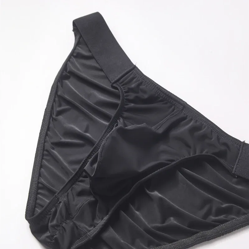Ice Silk Briefs Men Underwear Male Wide Belt Panties Sexy U Pouch Wrinkle Back Bikini Slips Hombre Breathable Exotic Lingerie 3256808930282413 — image 9