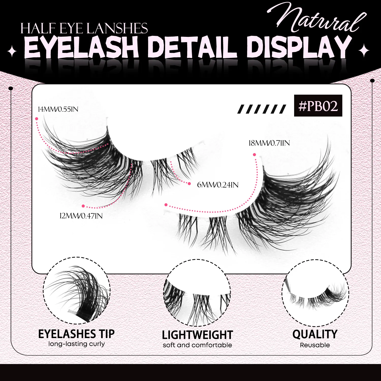 Half Lashes Cat Eye Eyelashes Natural Look Wispy False Lashes Faux Mink Lashes Clear Band Natural Fake Lashes Makeup
