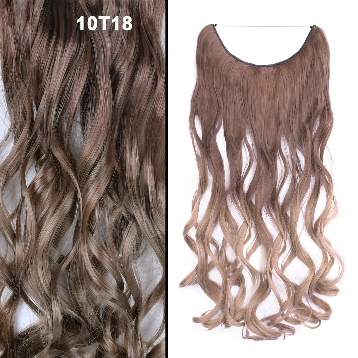 Jeedou κυματιστά μαλλιά Extension Elasticity Αόρατο σύρμα Fish Line One Piece No Clips Συνθετικά Hairpieces Ombre Χρώμα για γυναίκες — image 52