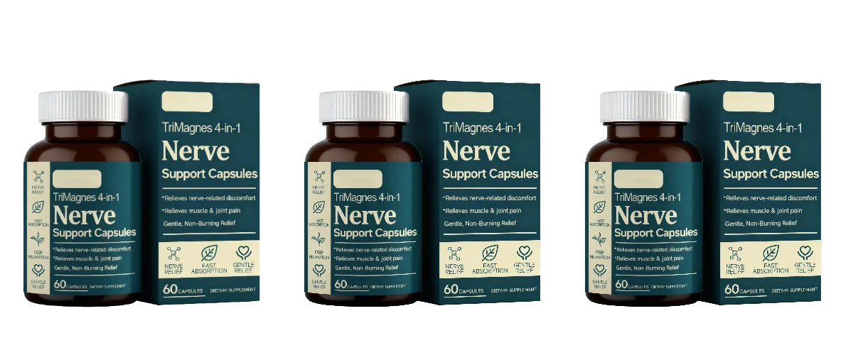 TriMagnes 4-in-1 Magnesium Complex Capsules 300mg with Citrate Glycinate Malate Turmeric for Nerve Comfort Muscle Relax 60 Ct