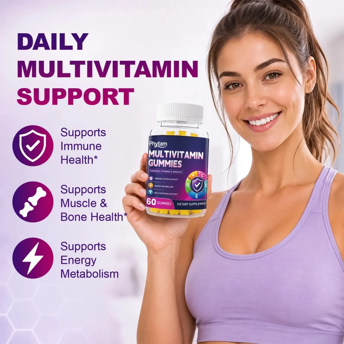 Felnőtt multivitaminos medvegumik 14 az 1-ben vitaminok ásványi anyagok komplex C-vitamin Cink B D energiaanyagcsere Immun napi táplálkozási támogatás 60 szám — image 5